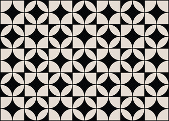 Mid century modern floral geometric pattern in black and white. Graphical illustration for a unique banners, textiles and home décor.	
