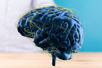 3D render of a human brain with glowing neural connections.  Perfect for healthcare, neuroscience,...
