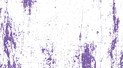 Purple paint splatter and scratch texture on white background for graphic design elements