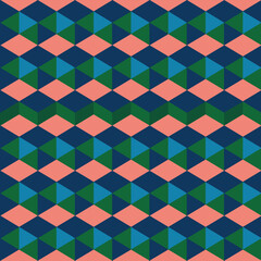 Retro 3D Geometric Seamless Cube Pattern in Bold Colors