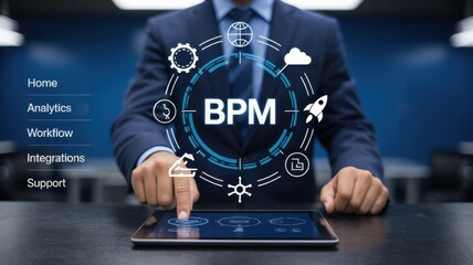 Business process management system interface on a tablet.