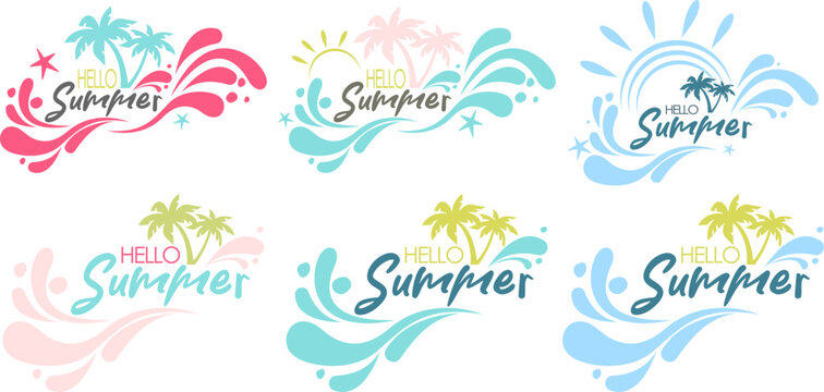 Set of dark logos for a T-shirt, packaging, for stamps. Vector illustration. EPS 10. Flat design