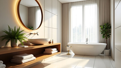Modern Minimalist Bathroom Design with Freestanding Tub