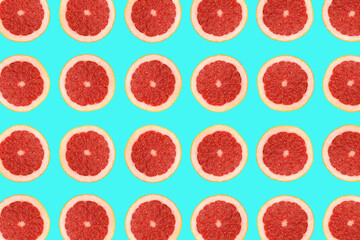 Pomelo Fruit Slice Pattern, Red Grapefruit Minimal Background