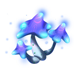 Fantasy Mushrooms with Magical Glow Illustration