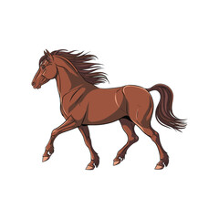 Brown Horse Vector Illustration on White Background