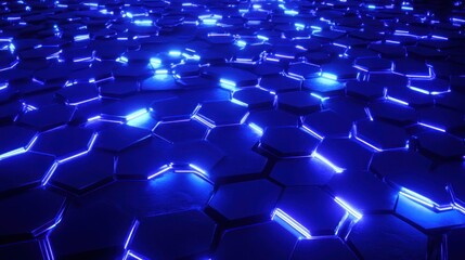 Obraz premium Abstract geometric pattern of glowing hexagons.