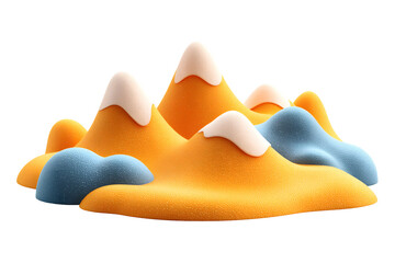 Stylized 3D Mountain Landscape Rendering with Snow-Capped Peaks and Blue Accents