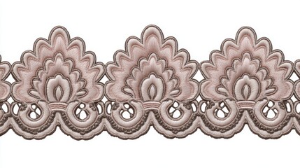 Elegant Embroidered Lace Border Design for Textile and Craft Projects