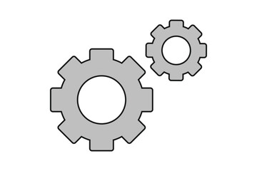 Two interlocking gear wheels vector icon