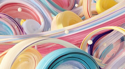 Abstract Colorful Swirls and Curves in Dynamic Motion Art