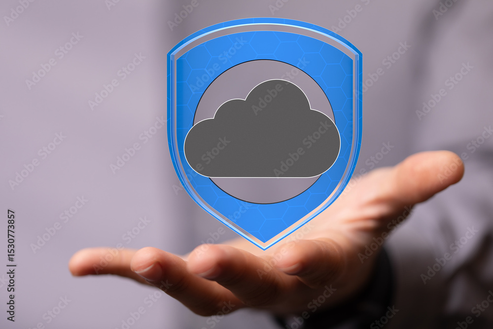 Poster Ensuring data security in the cloud.  Robust protection for your valuable information.