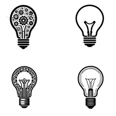 clean vector silhouette of bulb isolated on white background.