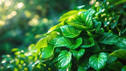 Close-up image of fresh mango leaf shoots sprouting at the tips of tree branches in the garden.