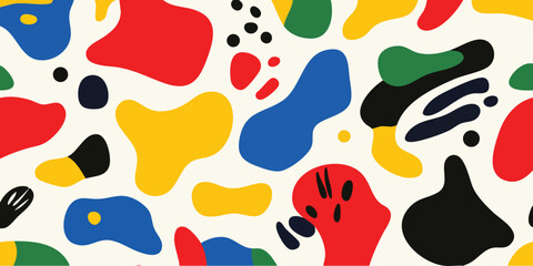 Abstract pattern of colorful, organic shapes on a light background