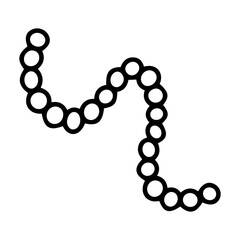 Bead string. Hand drawn doodle vector. Ribbon round bead. Festive neck accessory. Material for handmade decoration. Illustration line art element.