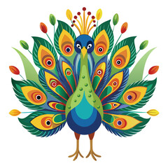 Colorful peacock spread