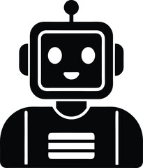 Futuristic Chatbot Icon with Square Head and HUD Lines Vector Silhouette illustration