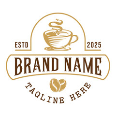 coffee logo. a cup of coffee  minimalistic vintage style 