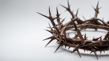 Fototapeta premium Close-up photograph of isolated crown thorn on a white background.