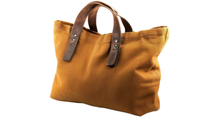 A sturdy canvas tote bag featuring durable leather handles, ideal for carrying daily essentials during shopping trips