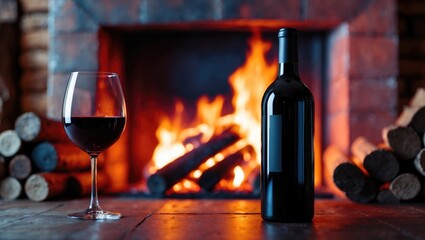 Celebrate with a glass of wine beside a fireplace.