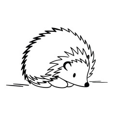 An adorable stylized hedgehog with spiky quills and a cute pose sits quietly