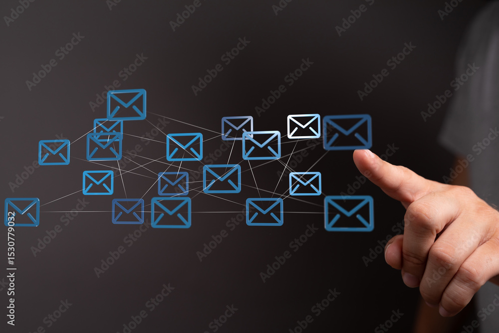 Aufkleber Visual representation of interconnected emails, illustrating global communication and networking.