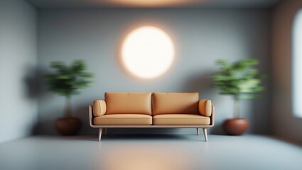 Blurred interior background design, cozy apartment interior photography in minimalist style with eye-level perspective and contemporary aesthetics