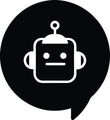 Widget Style Chatbot Icon in Floating Bubble Vector Silhouette illustration