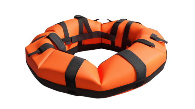 Bright orange life ring designed for safety in aquatic environments like marinas and pools