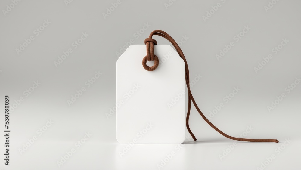 Poster white background featuring a card with a cord isolated on white.