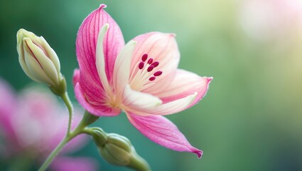Close-up Macro Photography of Pelargonium or Garden Geranium Flowers of the Fuchsia Tryphylla Variety. Horizontal Perspective