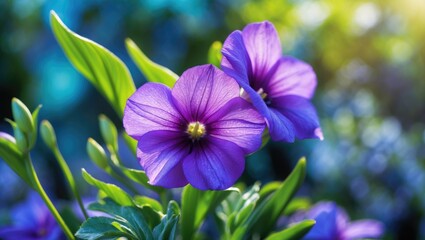 Close-up view of a pair of exquisite purple flowers, highlighting the intricate details of their petals. A moment of serene beauty.