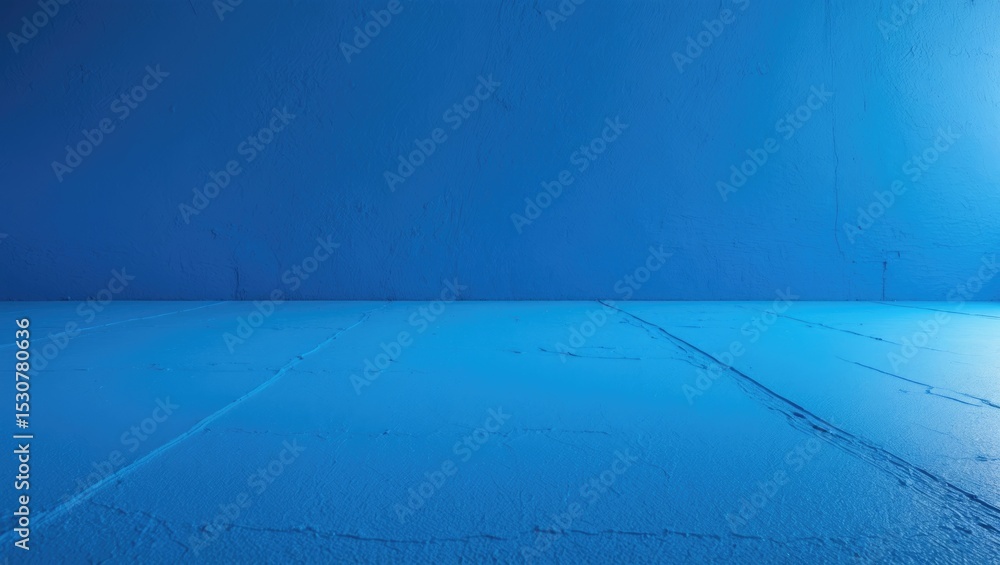Poster blue clean color abstract cement painted with copy space for text on background textured wall.
