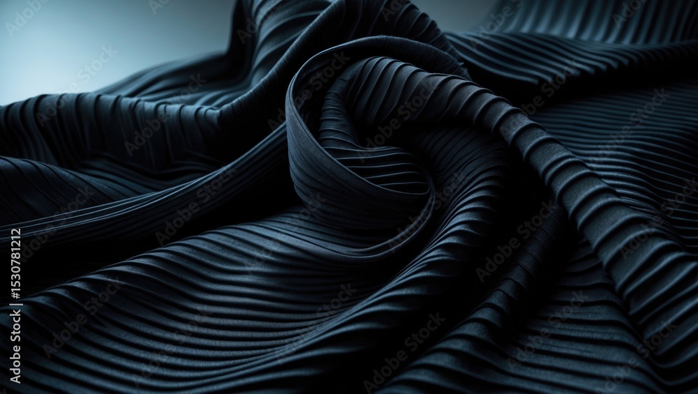 Aufkleber close-up of textured dark fabric with ribbed pattern. soft, subtle light creates shadows that emphas