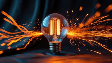 Glowing light bulb that's burning