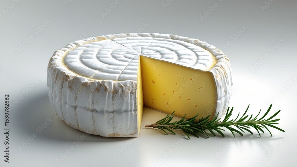 Poster camembert cheese isolated on white background with clipping path and full depth of field