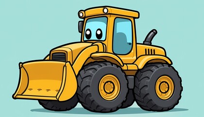 Adorable Cartoon Bulldozer Illustration Perfect for Kids' Books, Designs, and More