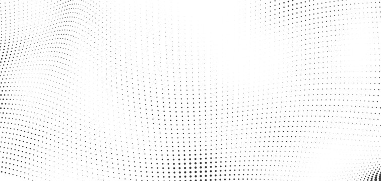 Abstract halftone texture with flowing wave pattern and curved dot transitions ideal for minimal vector backgrounds modern pop art or clean digital graphic designs