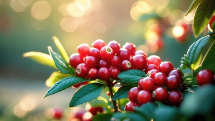 Closeup of ripe Cranberry on a bush.