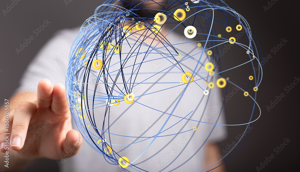 Poster Abstract image depicting a global network, showcasing digital connections and interconnectivity.