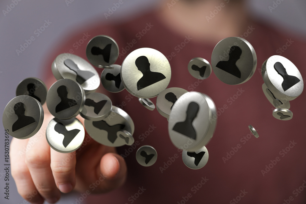 Poster abstract image depicting multiple online profiles. ideal for social media, networking, or digital id