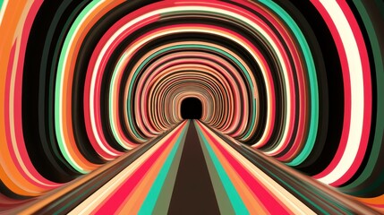 Colorful tunnel, vibrant stripes, hypnotic effect
