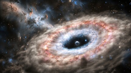 Cosmic ring, dark center, swirling nebula