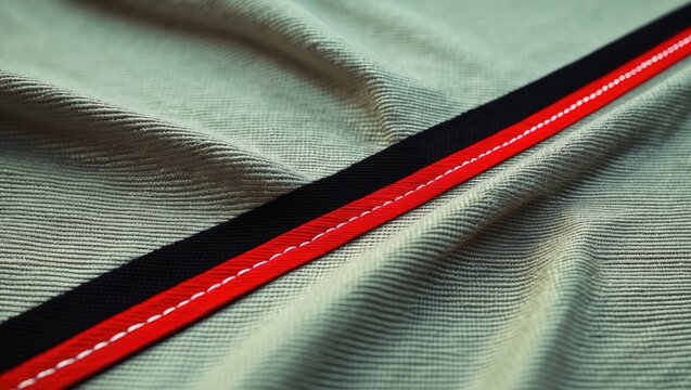 Close-up shot of raw denim dark wash indigo blue jeans texture background featuring redline selvage in a square ratio.