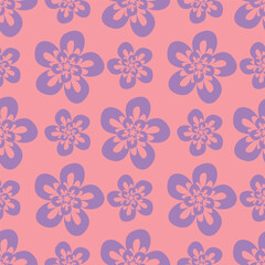 Colorful hand draw flowers seamless pattern. Can be used for fabric textile wallpaper.	