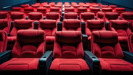 Obraz premium Cinema theatre seats for audience comfort and experience.