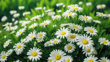 Fototapeta premium Collection of Shasta Daisy flowers - high contrast backdrop