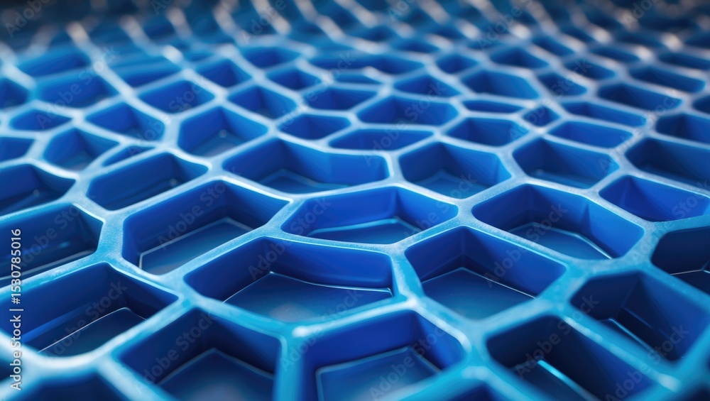 Poster blue net texture, hexagonal pattern with intricate design.